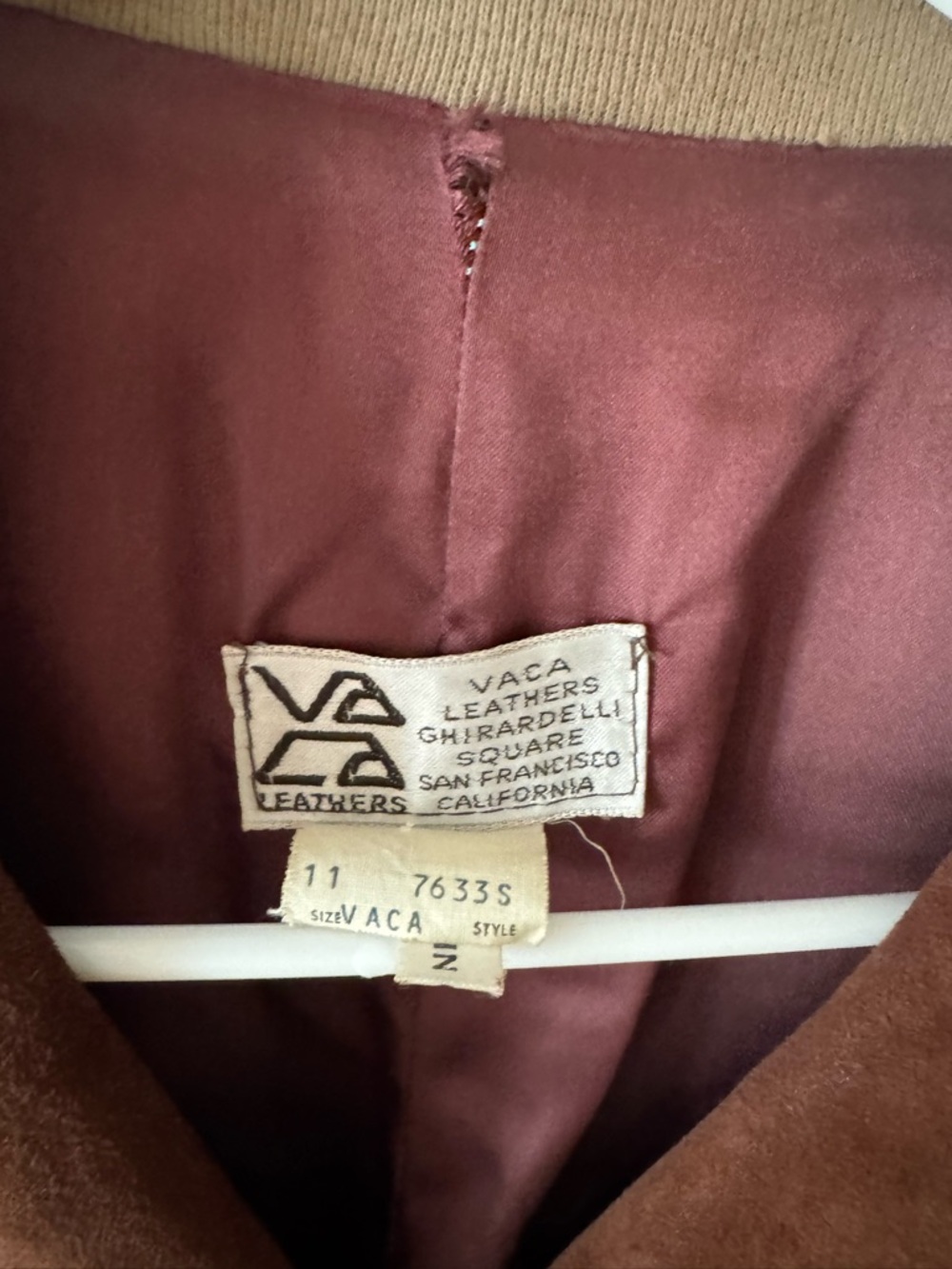 Vintage Women's chocolate Brown Suede Long Double-Breasted Coat trench coat - Picture 3 of 6